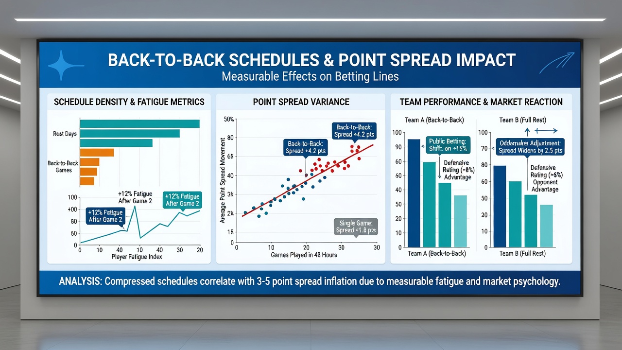 Statistical charts showing point spread changes tied to NBA rest schedules