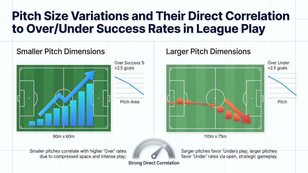 Illustration of various soccer pitch dimensions across different leagues showing width and length comparisons