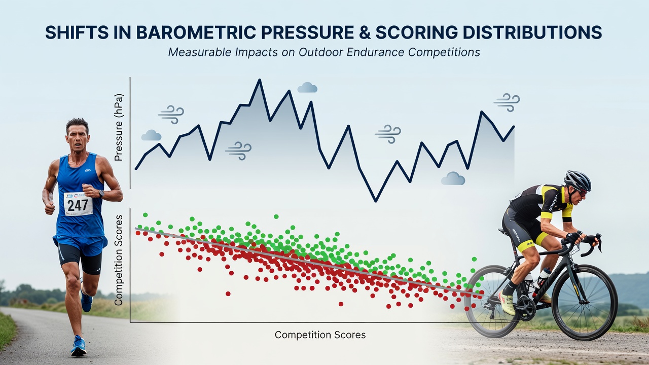 Graph showing barometric pressure changes alongside scoring distributions from multiple endurance events