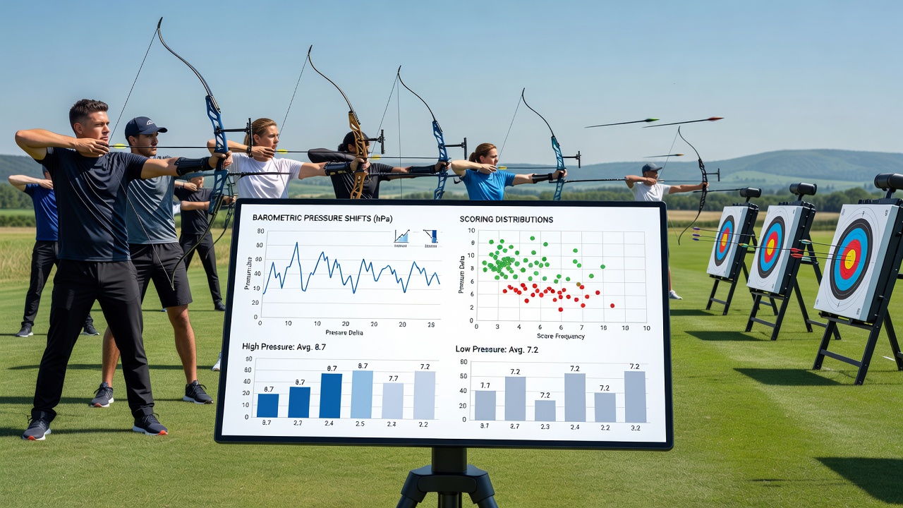 Endurance athletes competing under varying weather conditions with overlaid pressure data visualization